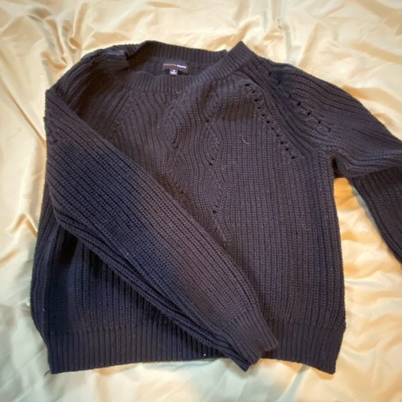 Black cropped knitted sweater - Picture 1 of 3